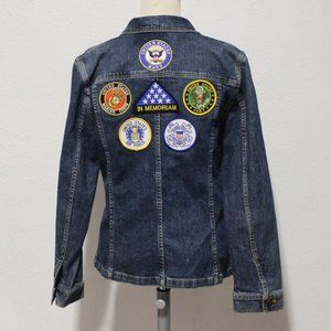 Jones Sport Vintage 1990's Custom In Memoriam Honoring the Military Denim Jacket